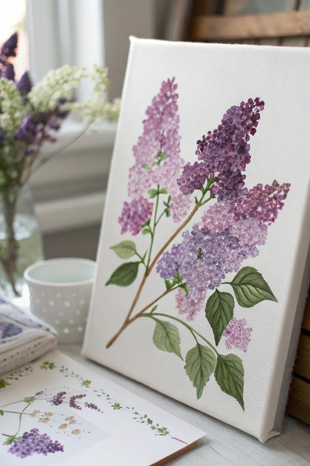 Embrace the art of simplicity with these serene Lilac Dreams, painted effortlessly with Q-tips.