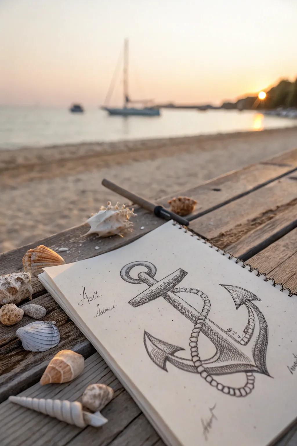 Set sail on a minimalist journey with nautical sketches that capture the essence of summer adventures.