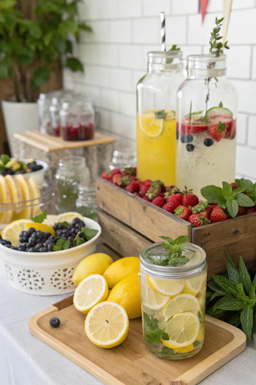 A refreshing lemonade bar perfect for quenching guests' thirst.