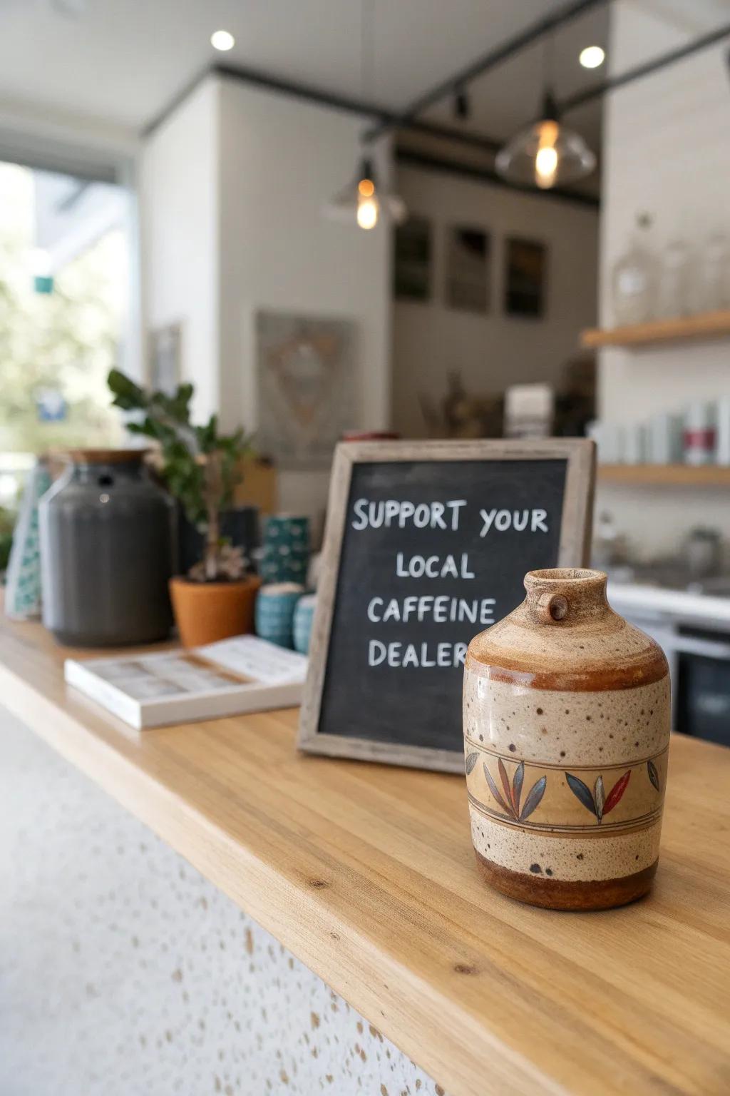 Support your local caffeine dealer with style and charm.