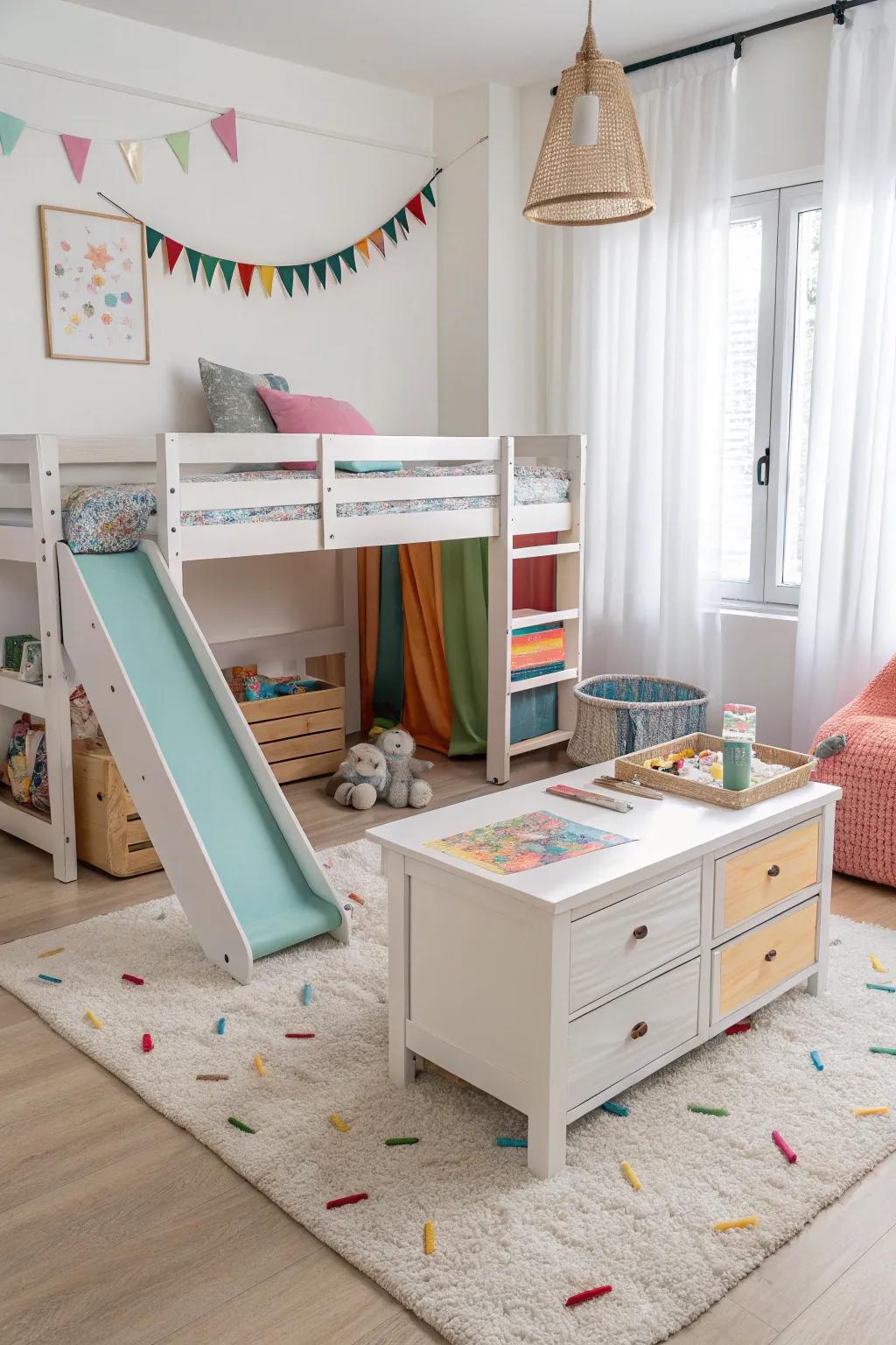Multifunctional furniture maximizes space and utility.