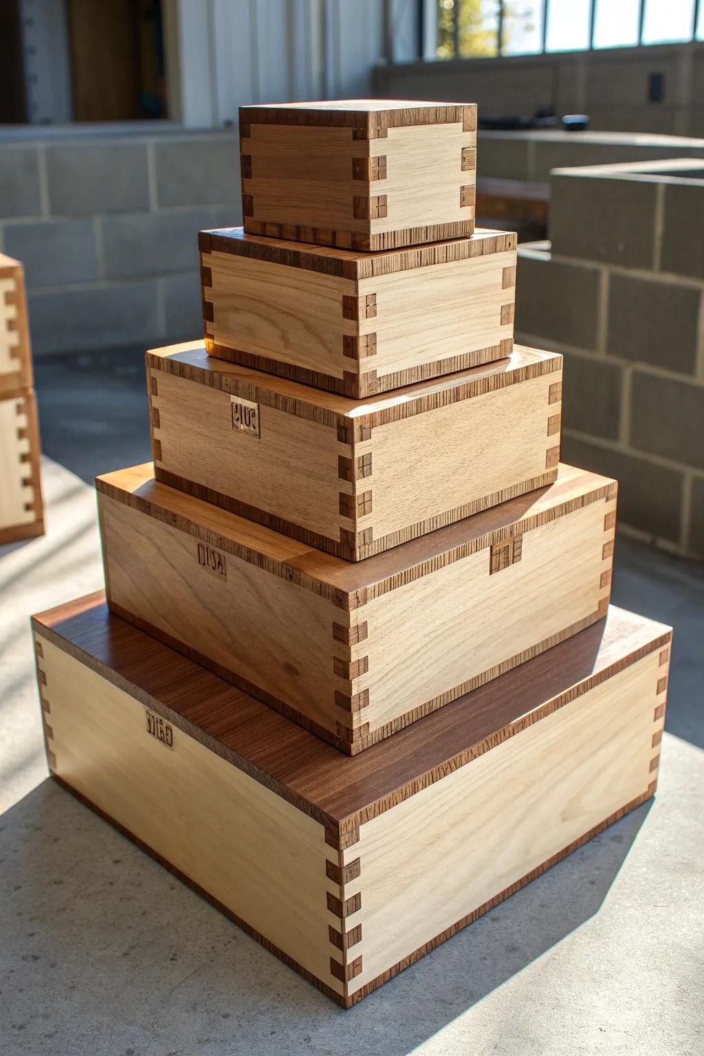 Elevate your organization game with these elegant modular stackable boxes, designed for the craftsman who values both style and function.