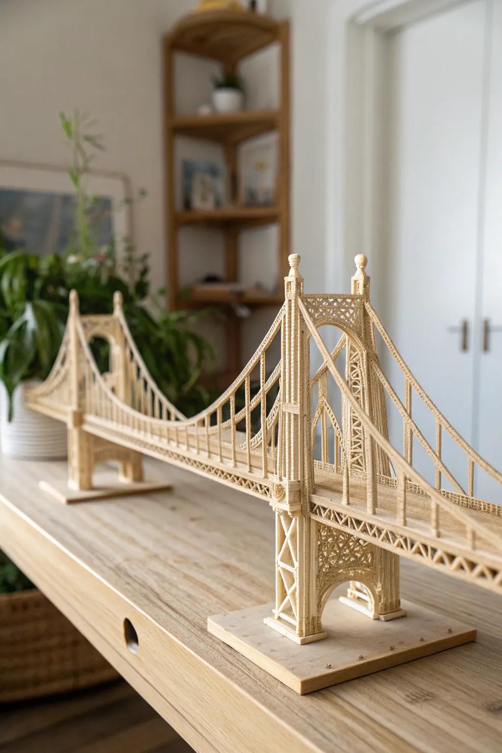 Delicate engineering: a miniature masterpiece in toothpicks.