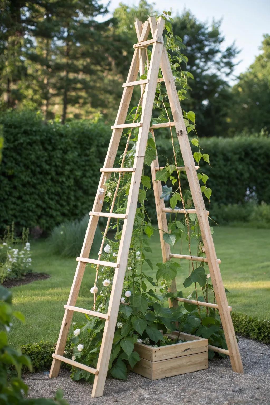 Elevate your garden with a stylish A-frame trellis, where functionality meets minimalist beauty.