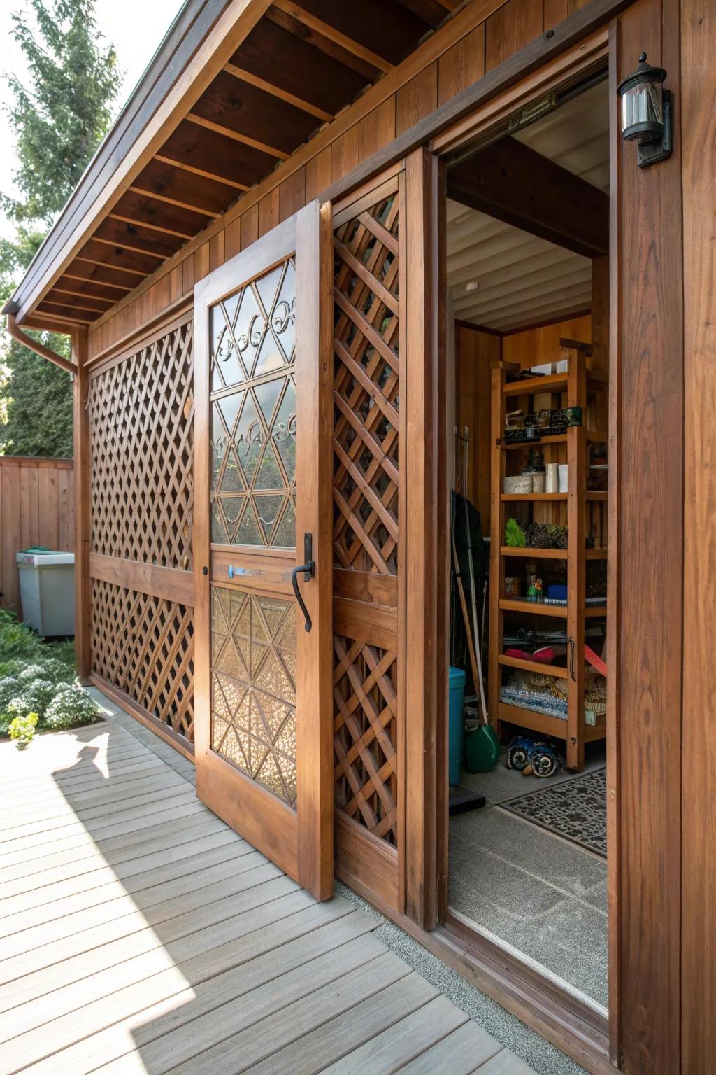 Transform your deck with stylish lattice storage solutions.