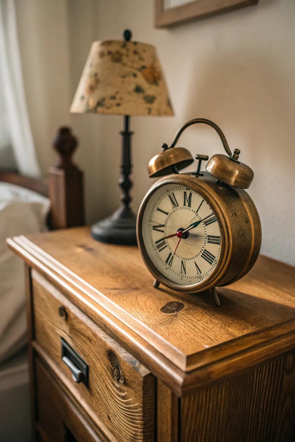 Vintage clocks bring timeless charm.