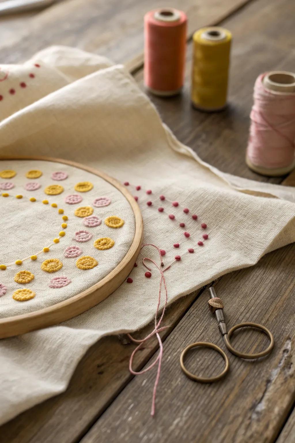 Transform flaws into features with playful polka dot mending. Embrace the art of visible mending!