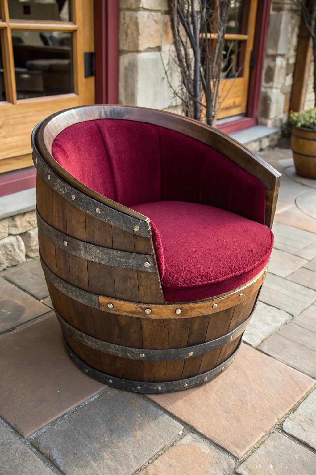 Elevate your patio with the charm of a handcrafted barrel chair, where comfort meets style.