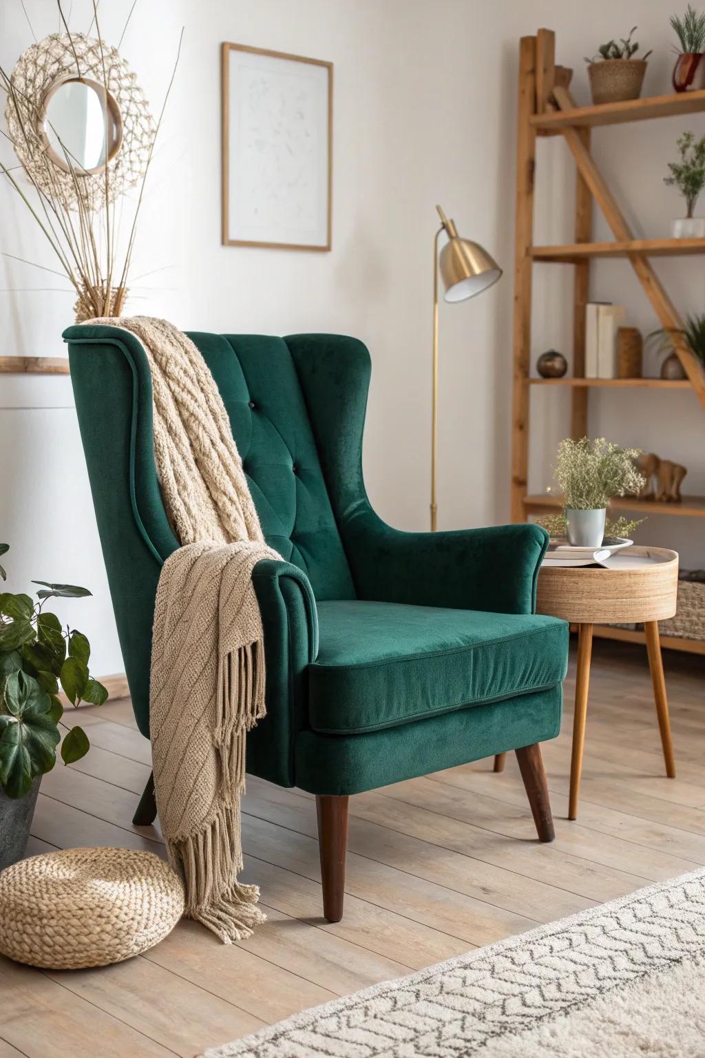 Indulge in the luxurious comfort of velvet—your perfect nook for chilly evenings.