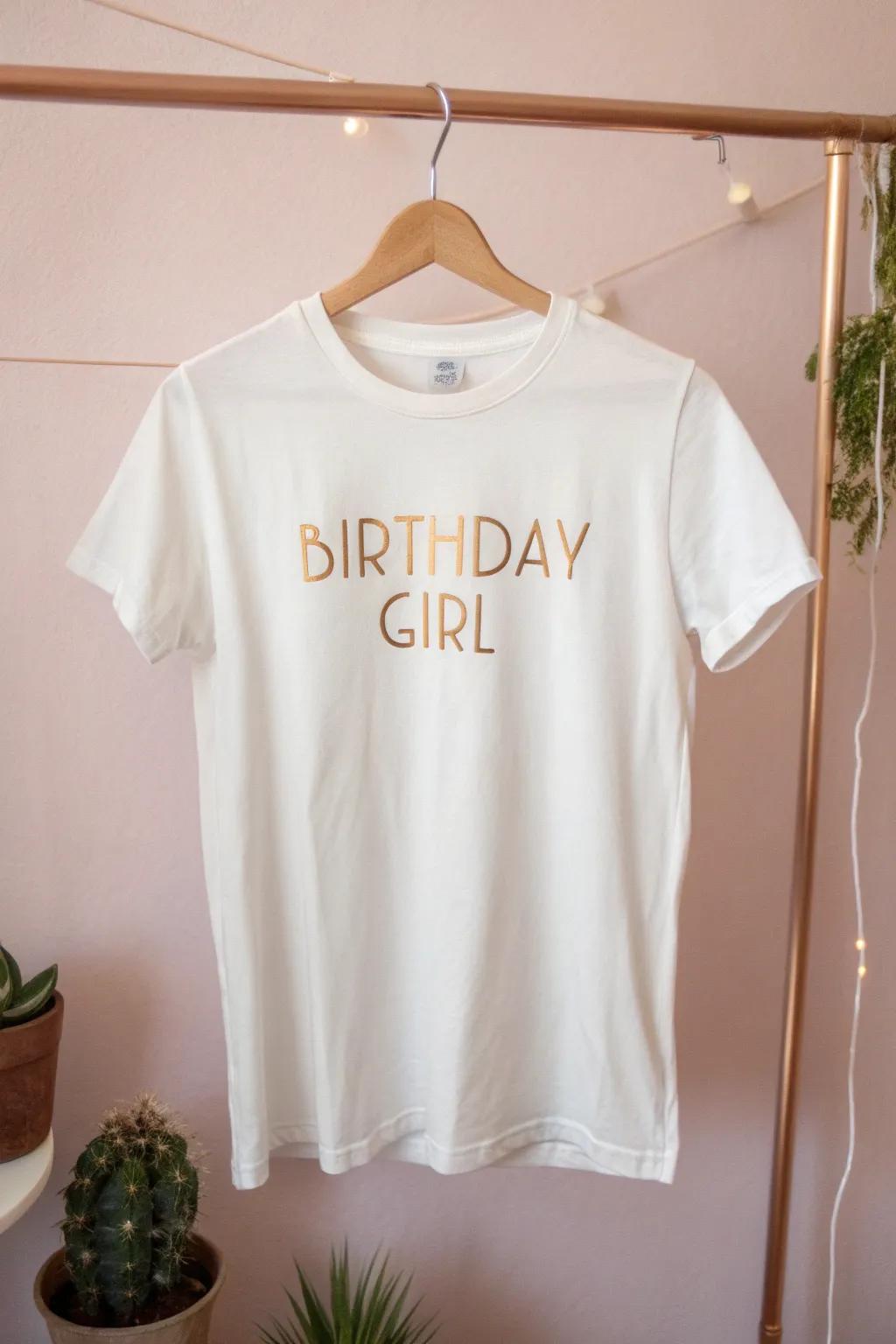 Celebrate in style with this minimalist 'Birthday Girl' T-shirt, perfect for making her feel like the star she is!
