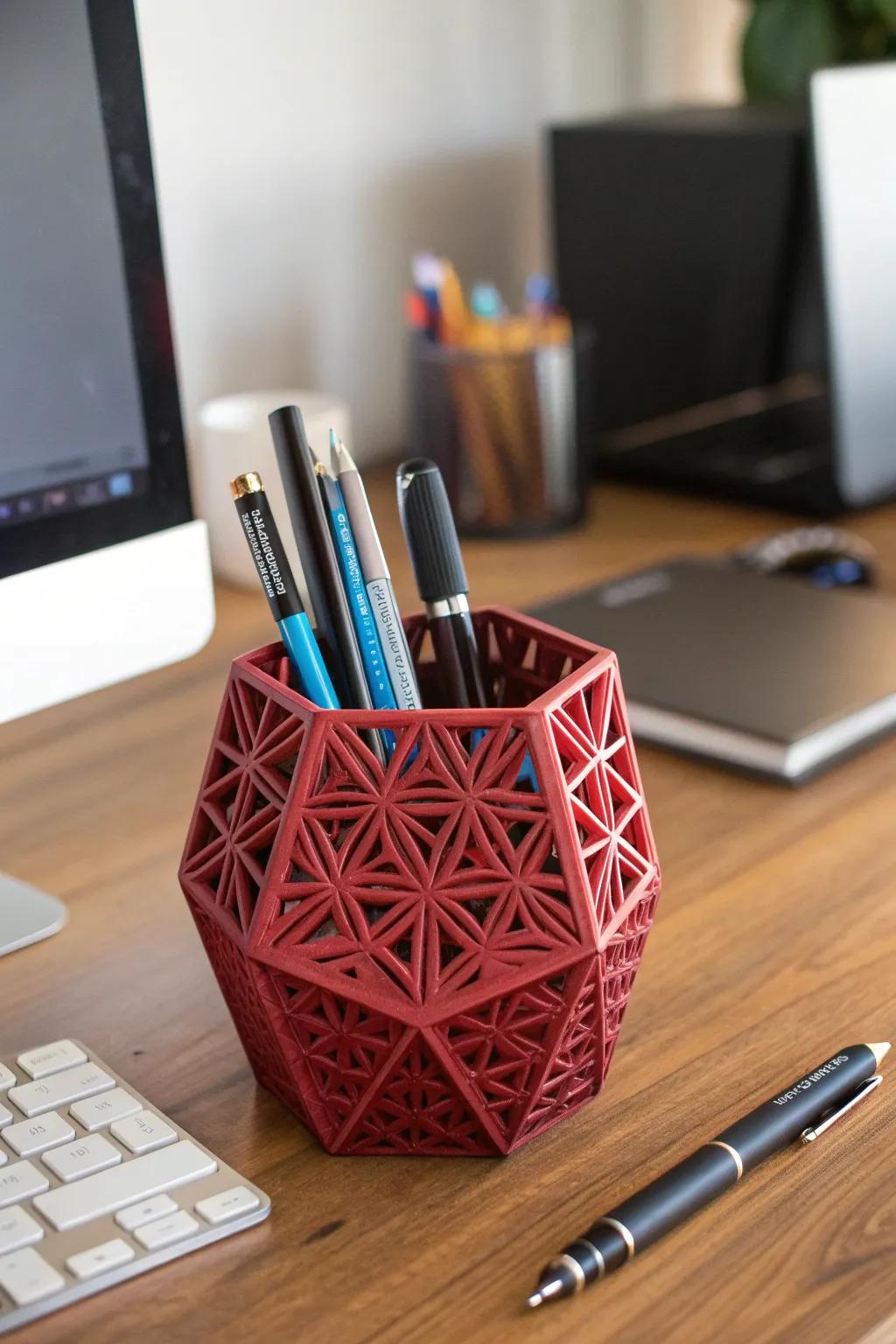 Elevate your workspace with a touch of artistic flair: a 3D-printed masterpiece for your pens.