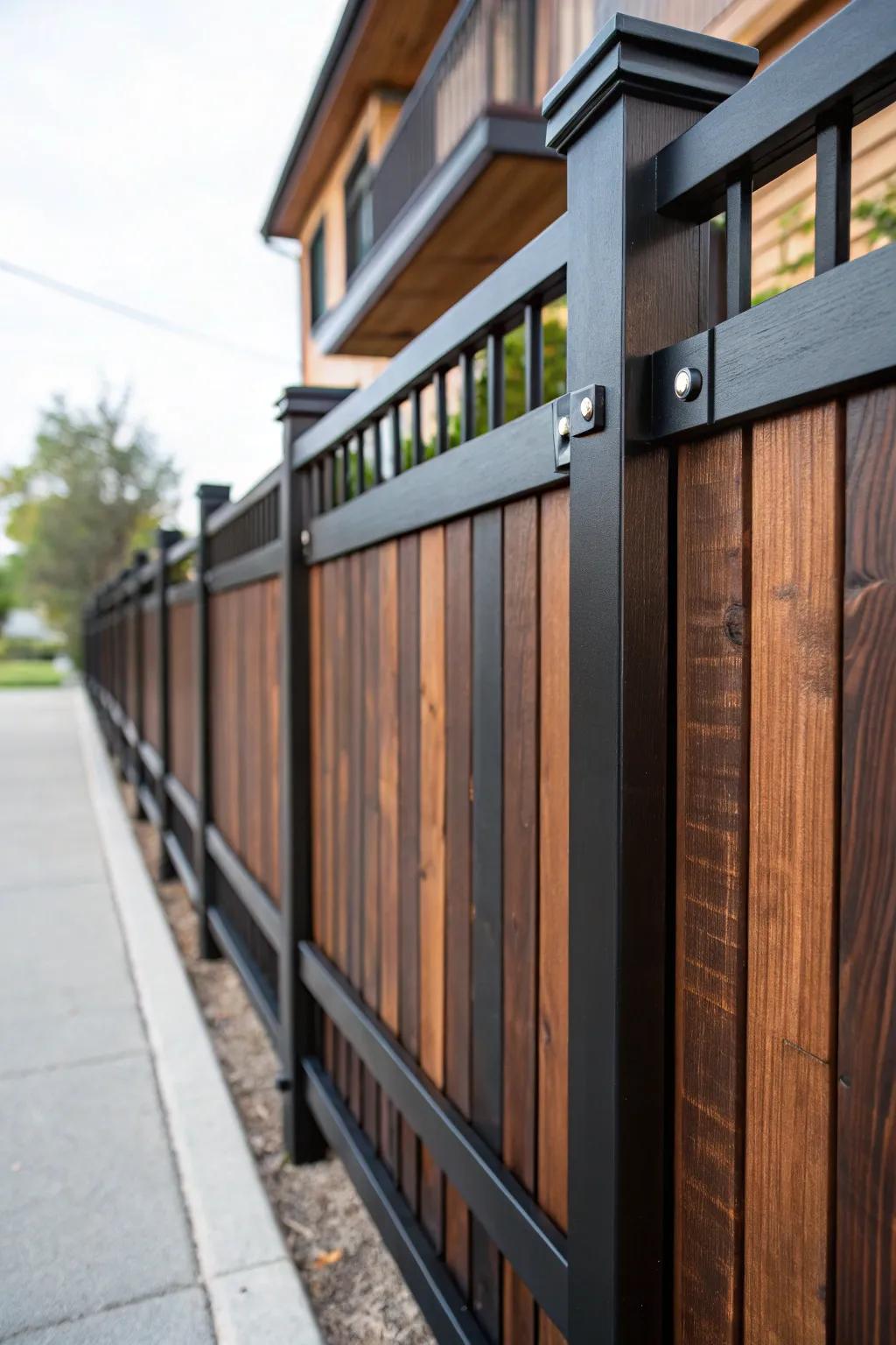 Elevate your outdoor space with the perfect blend of wood and metal for a contemporary, handcrafted fence.