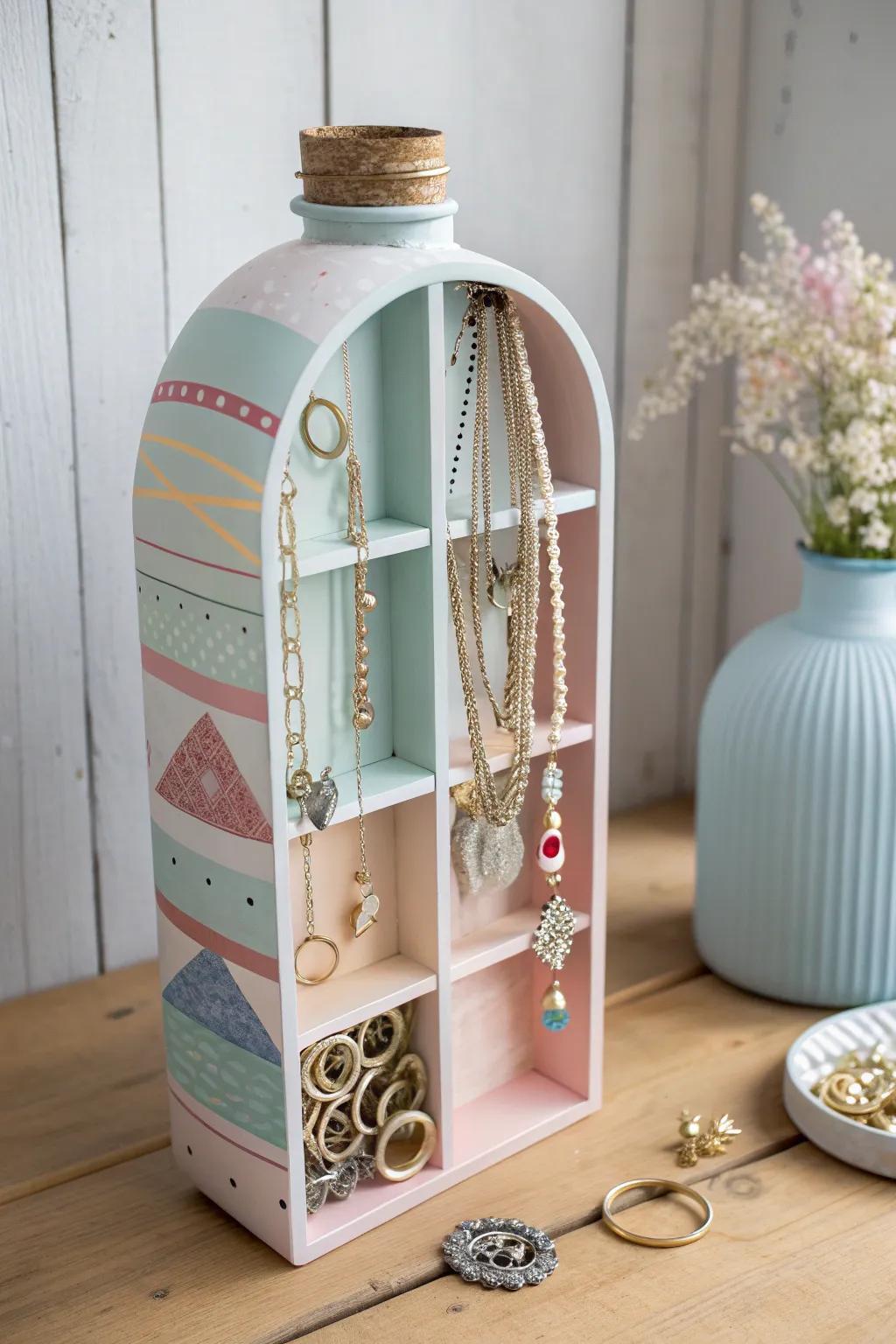 Transform waste into wonders: Discover the beauty of upcycled elegance with this DIY jewelry organizer.