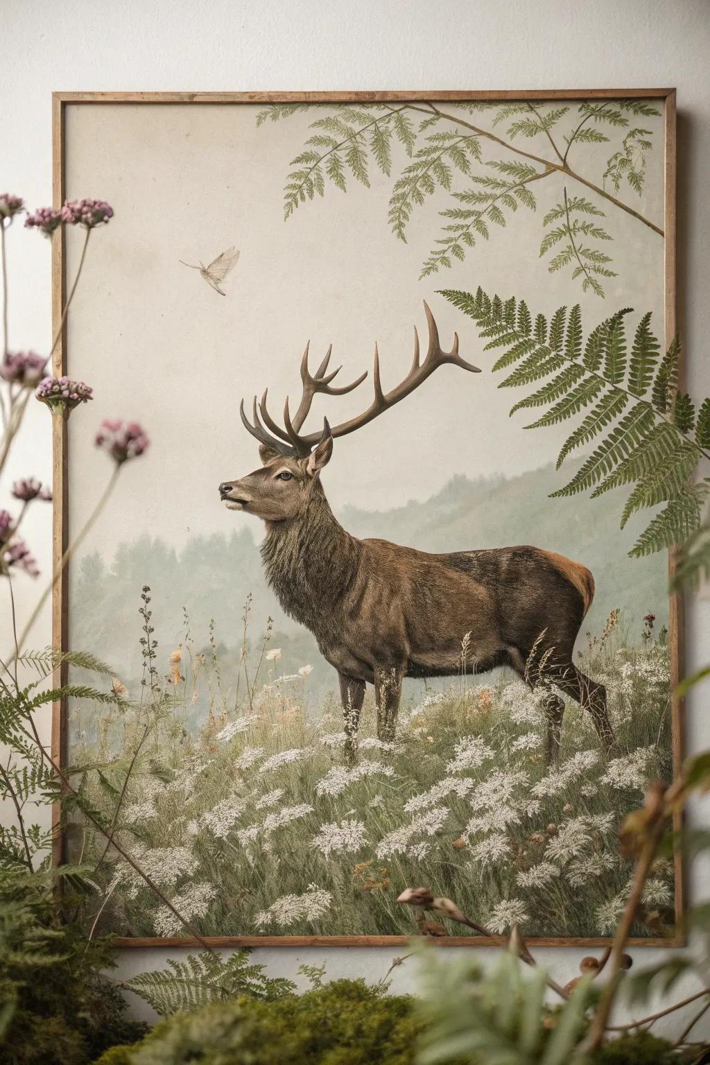 Bring the elegance of nature into your home with this vintage botanical animal illustration.