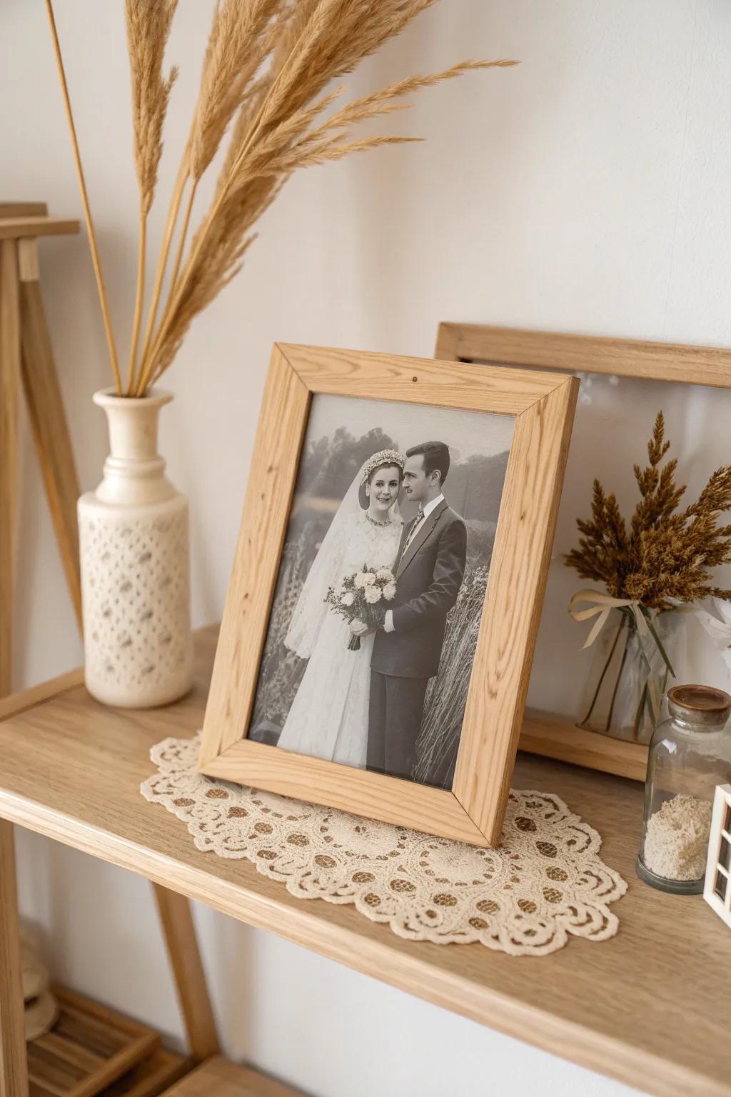 Capture timeless love with a sepia-toned anniversary photo plaque—where simplicity meets sentimental elegance.