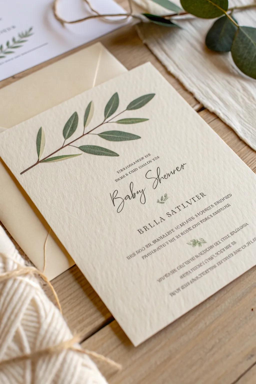 Embrace the charm of minimalistic chic with this elegant baby shower invitation.
