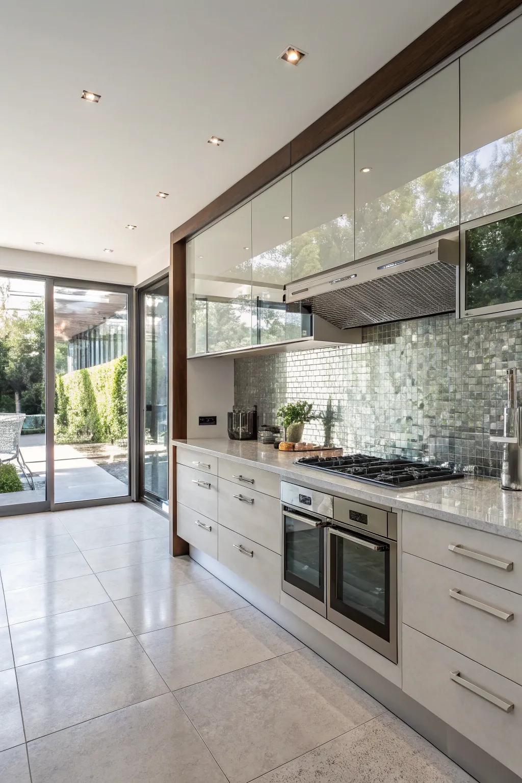Glass tiles enhance brightness and add a sleek, modern touch.