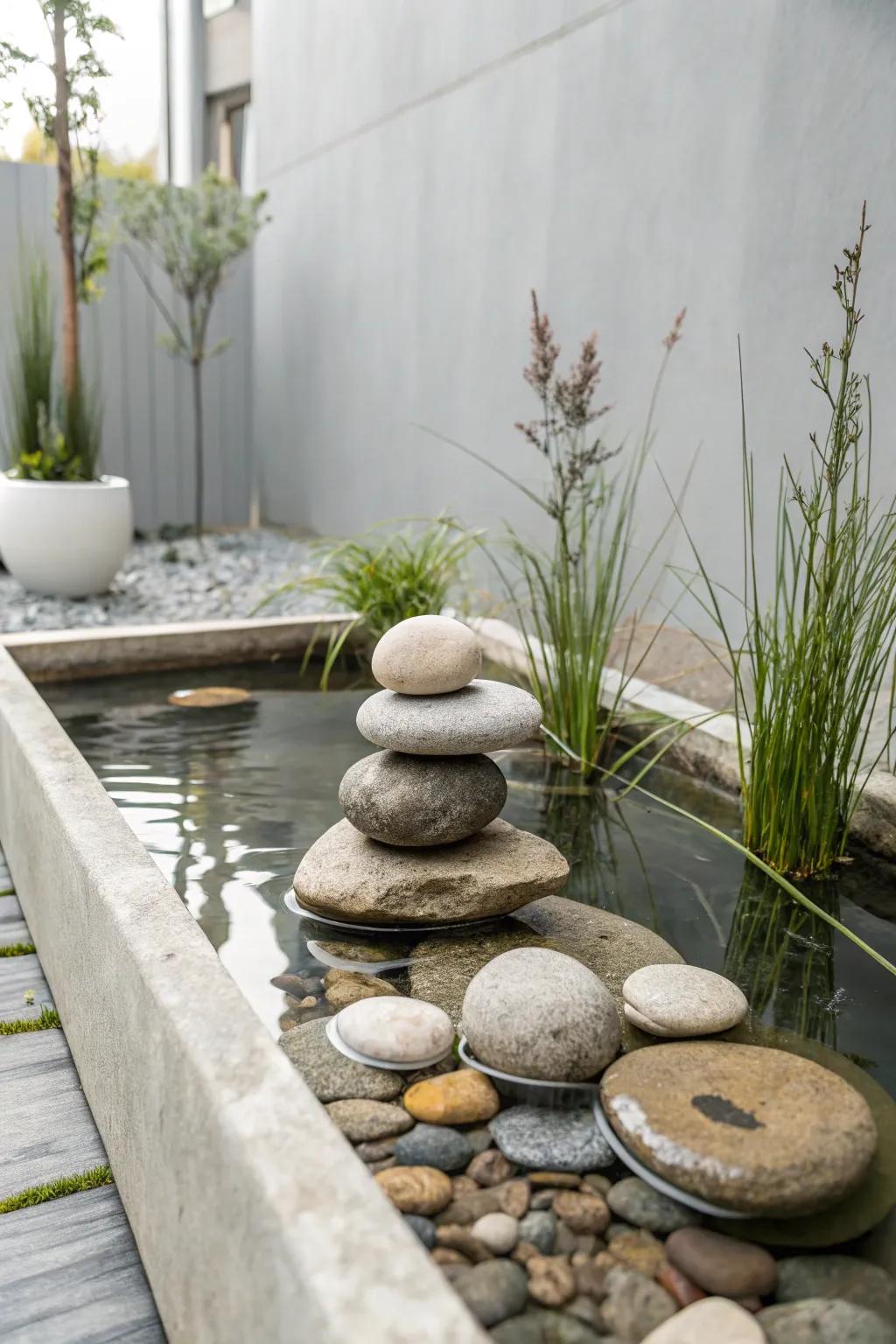 Find your inner peace with this serene Zen stone garden in a bathtub pond.