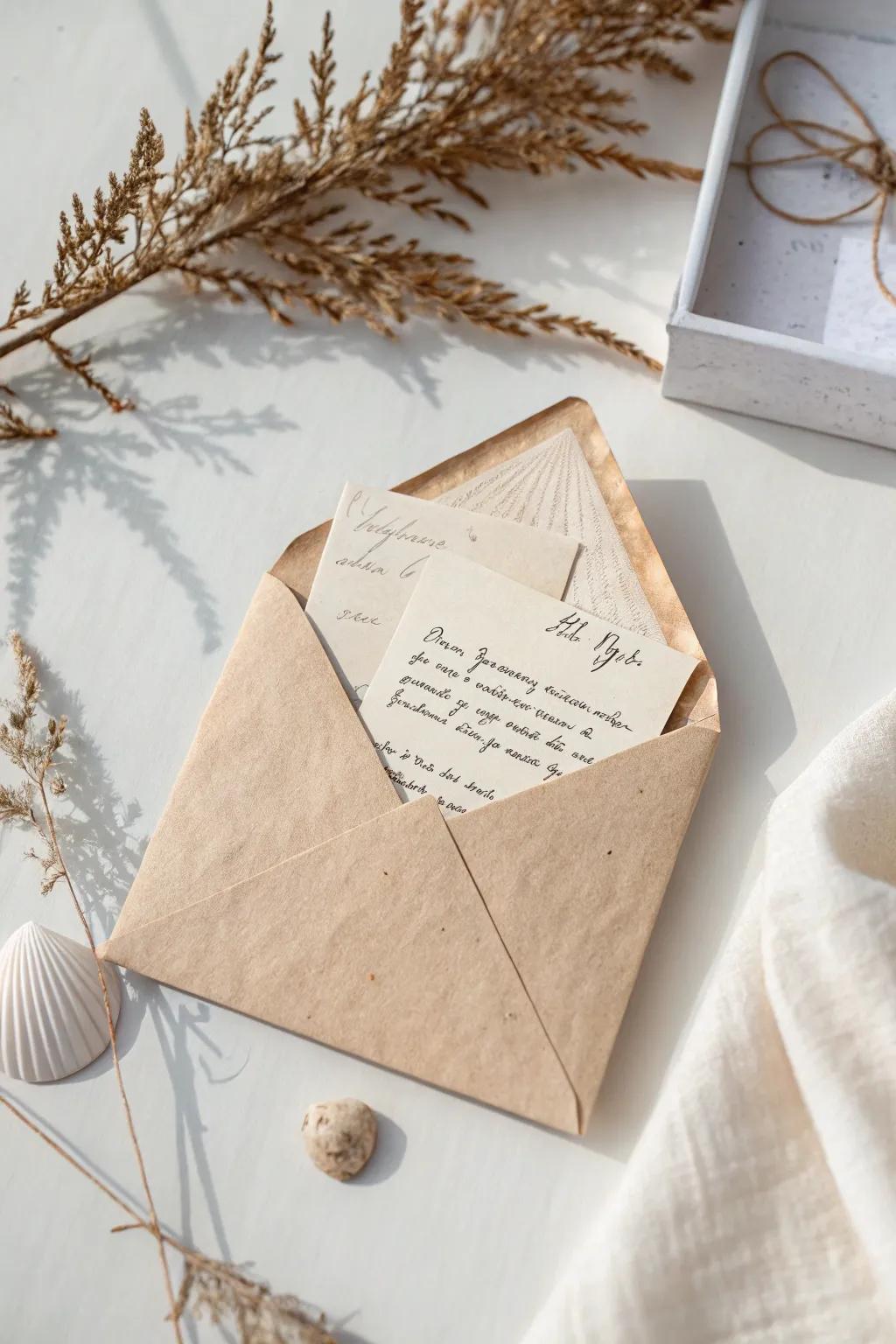 Unveil memories with a touch of mystery: Create your own message in a bottle with this charming envelope idea!