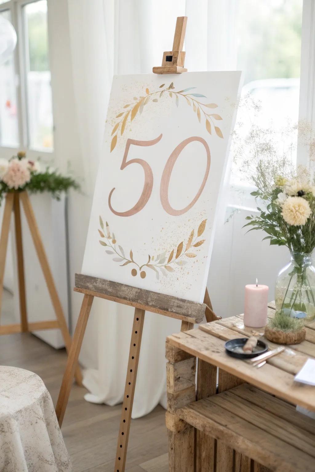 Celebrate a milestone with minimalist elegance: a bespoke canvas marking the special age.