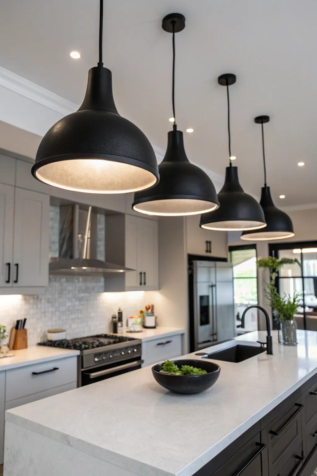 Matte black fixtures provide a subtle, sophisticated appeal.