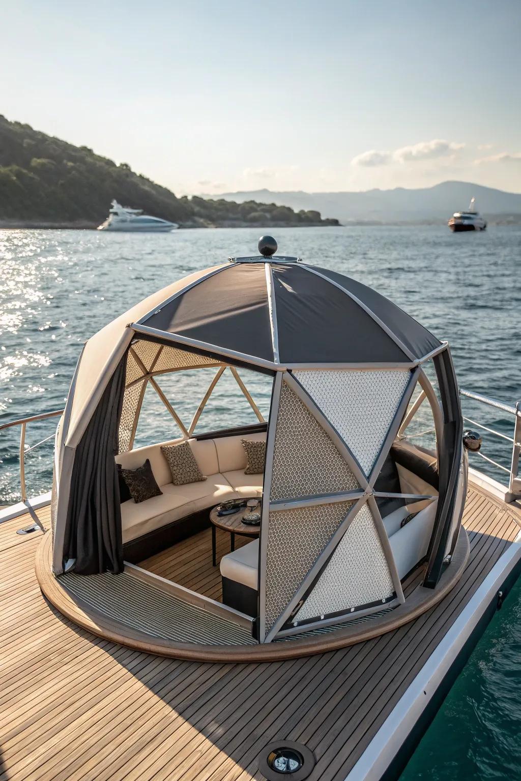 Elevate your boating experience with the perfect blend of style and function: a pop-up gazebo that offers both shade and sophistication.