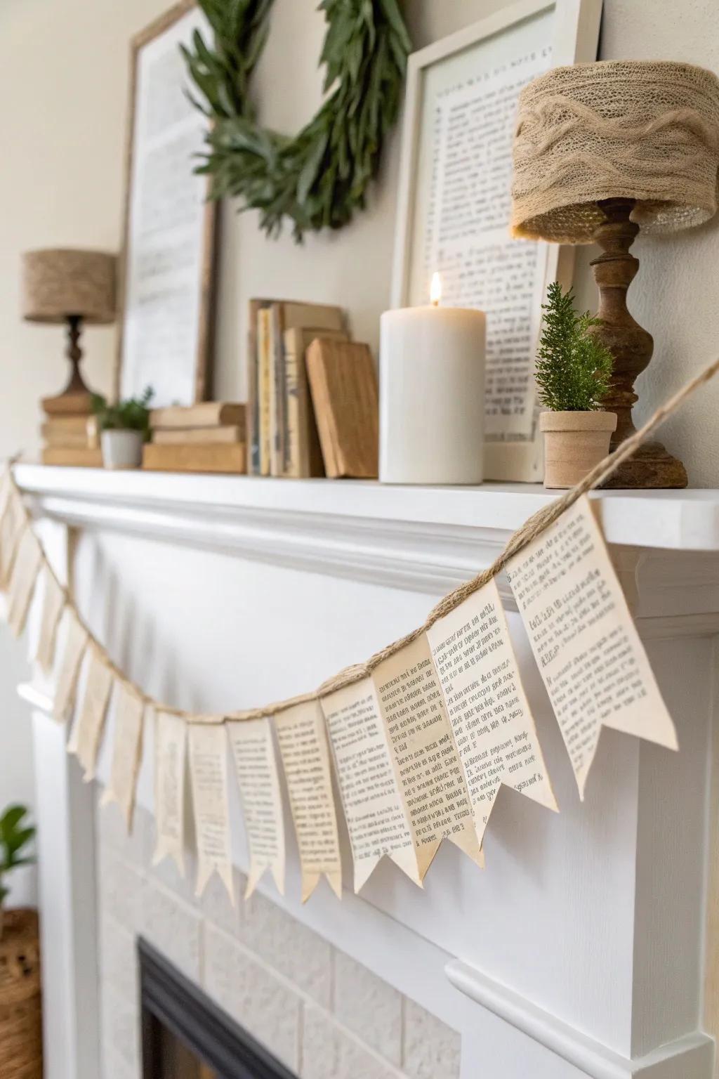 Add a touch of rustic elegance to your decor with handcrafted book page garlands.