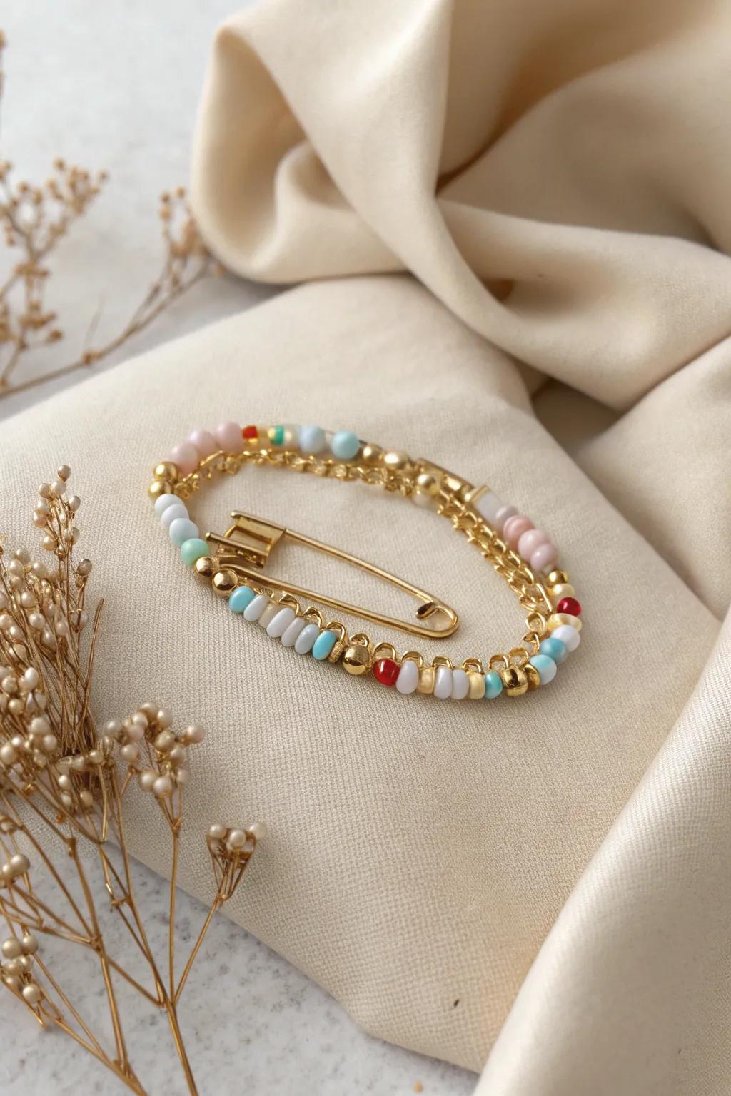 Crafted with love: Discover the charm of safety pin bracelets.