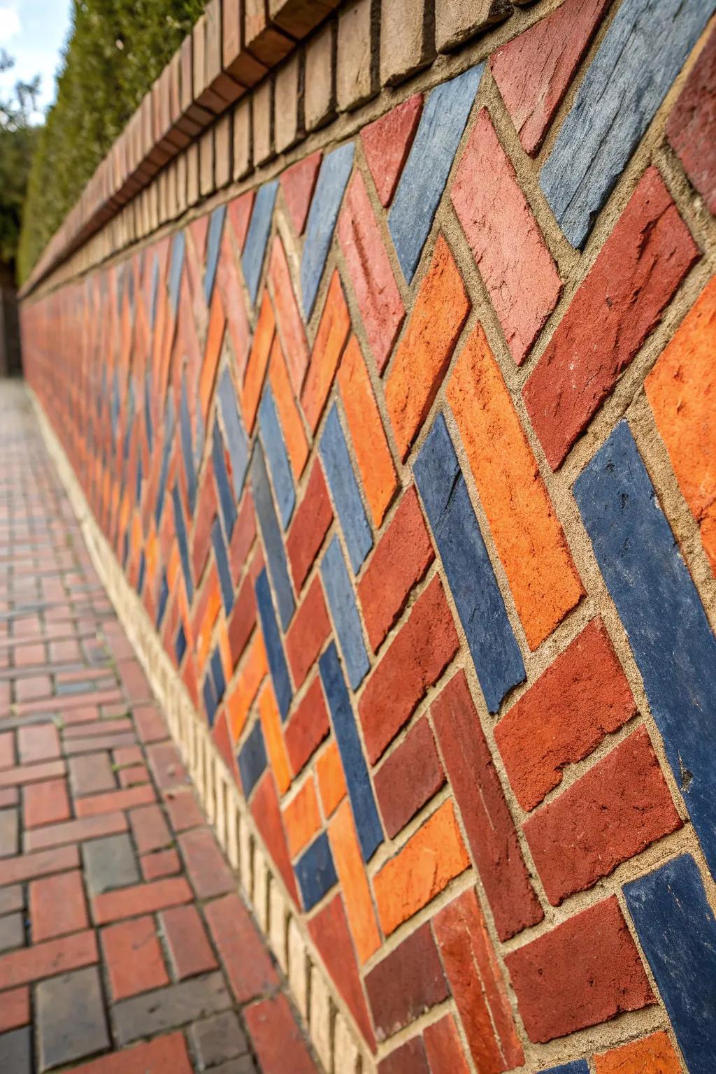 Explore the artistry of vibrant brick patterns that bring bold color and craftsmanship into focus.