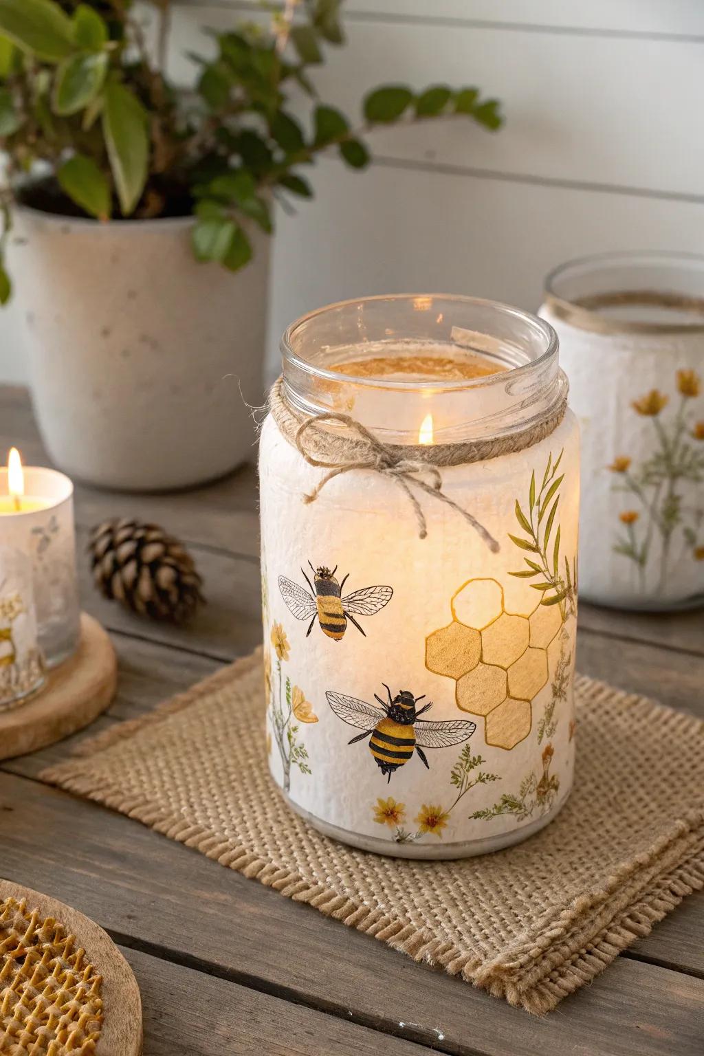 Illuminate your space with the natural charm of bee-themed candle holders, where craftsmanship meets cozy elegance.