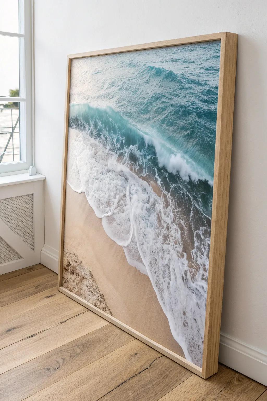 Immerse in the serene power of the ocean's embrace—perfect for a touch of coastal tranquility at home.