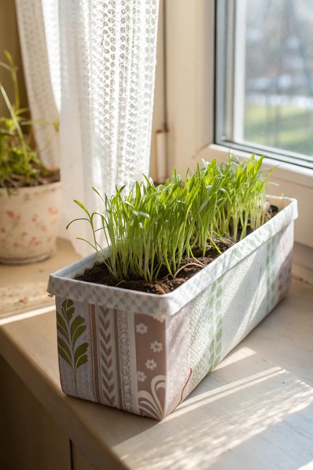 Transform your space with eco-friendly elegance: Cereal box planters bring a touch of nature and creativity to your home.