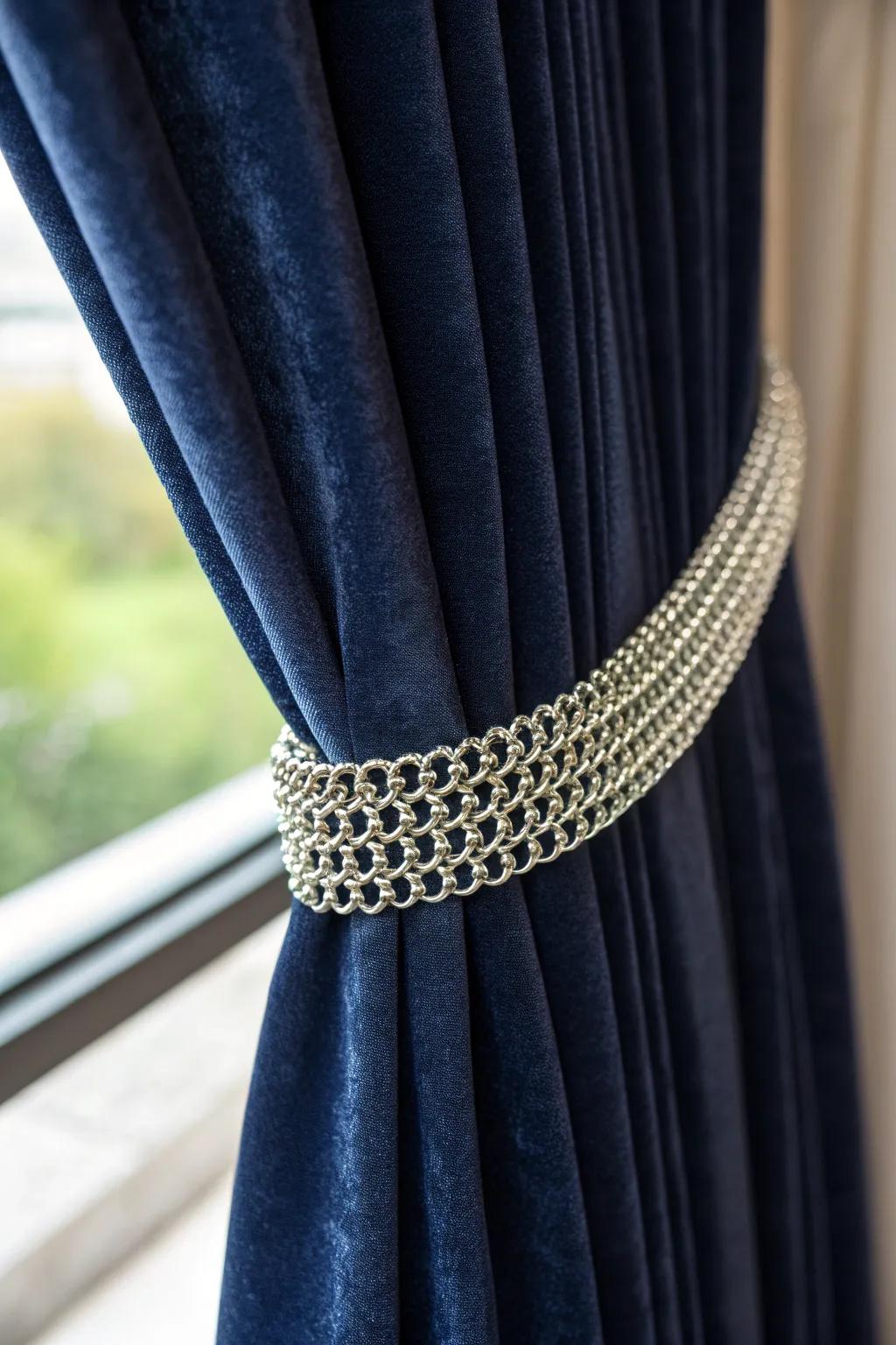 Elevate your window decor with the timeless elegance of chainmail craftsmanship.