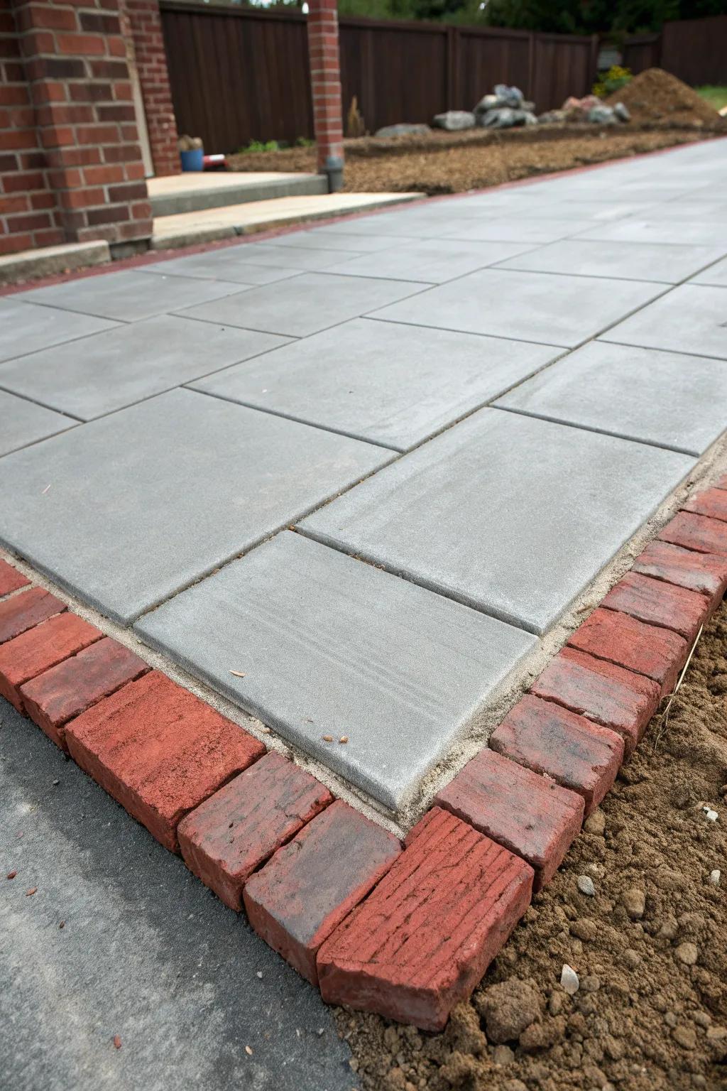Elevate your driveway with elegant brick borders for a touch of craftsmanship.