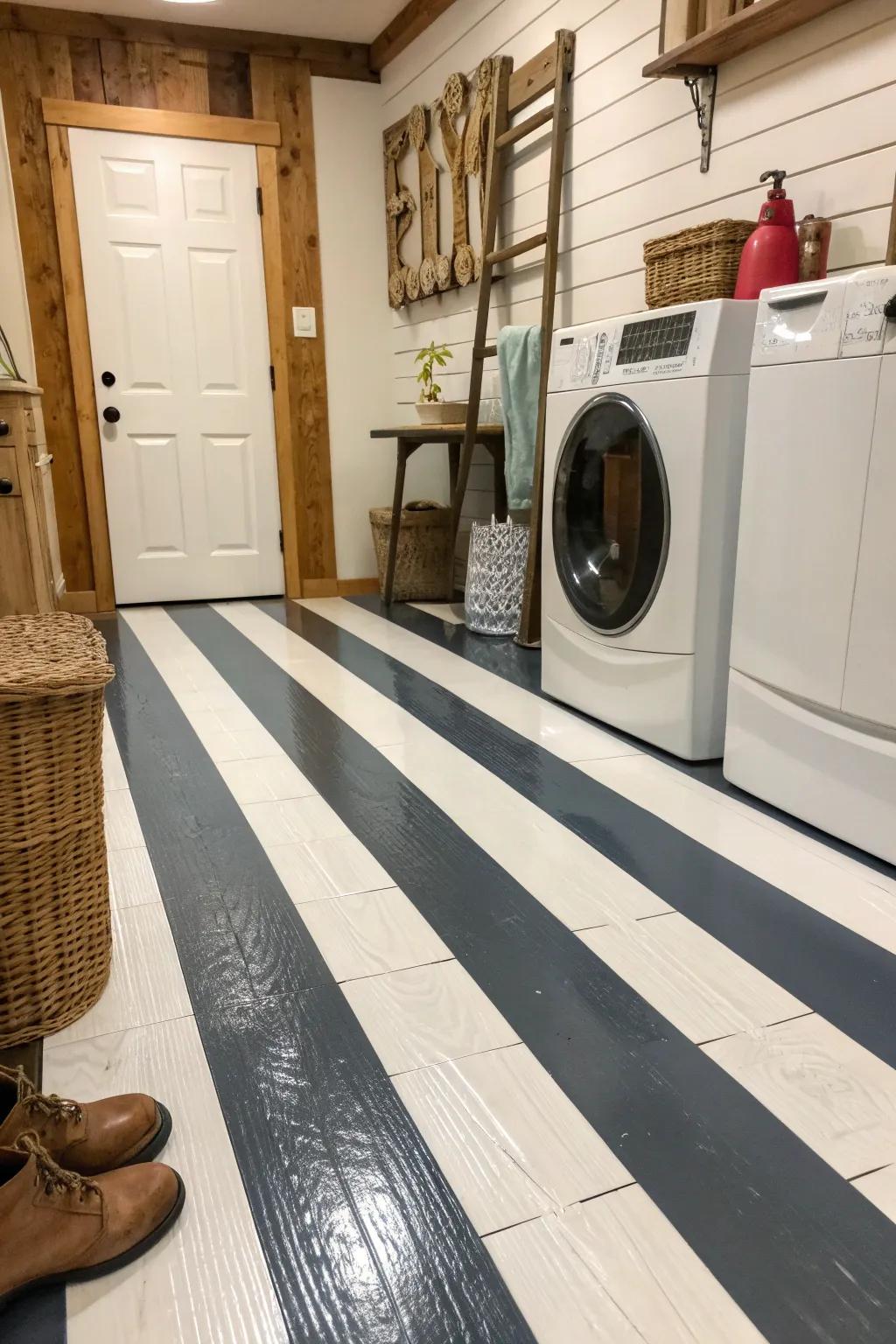 Transform your space with stylish DIY painted linoleum flooring.