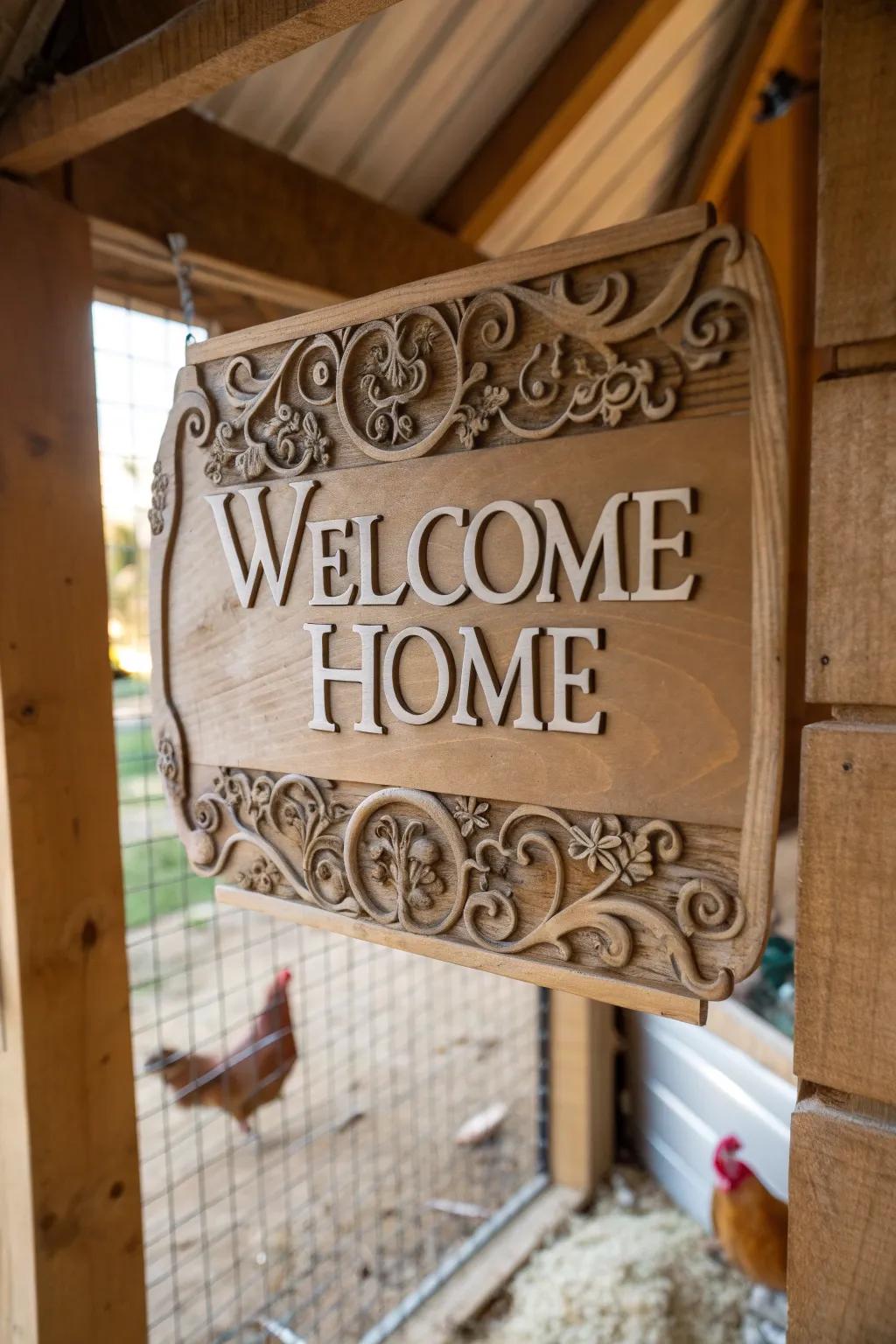 Transform your coop into a welcoming haven with handcrafted decorative signs. #Craftsmanship #CoopDecor