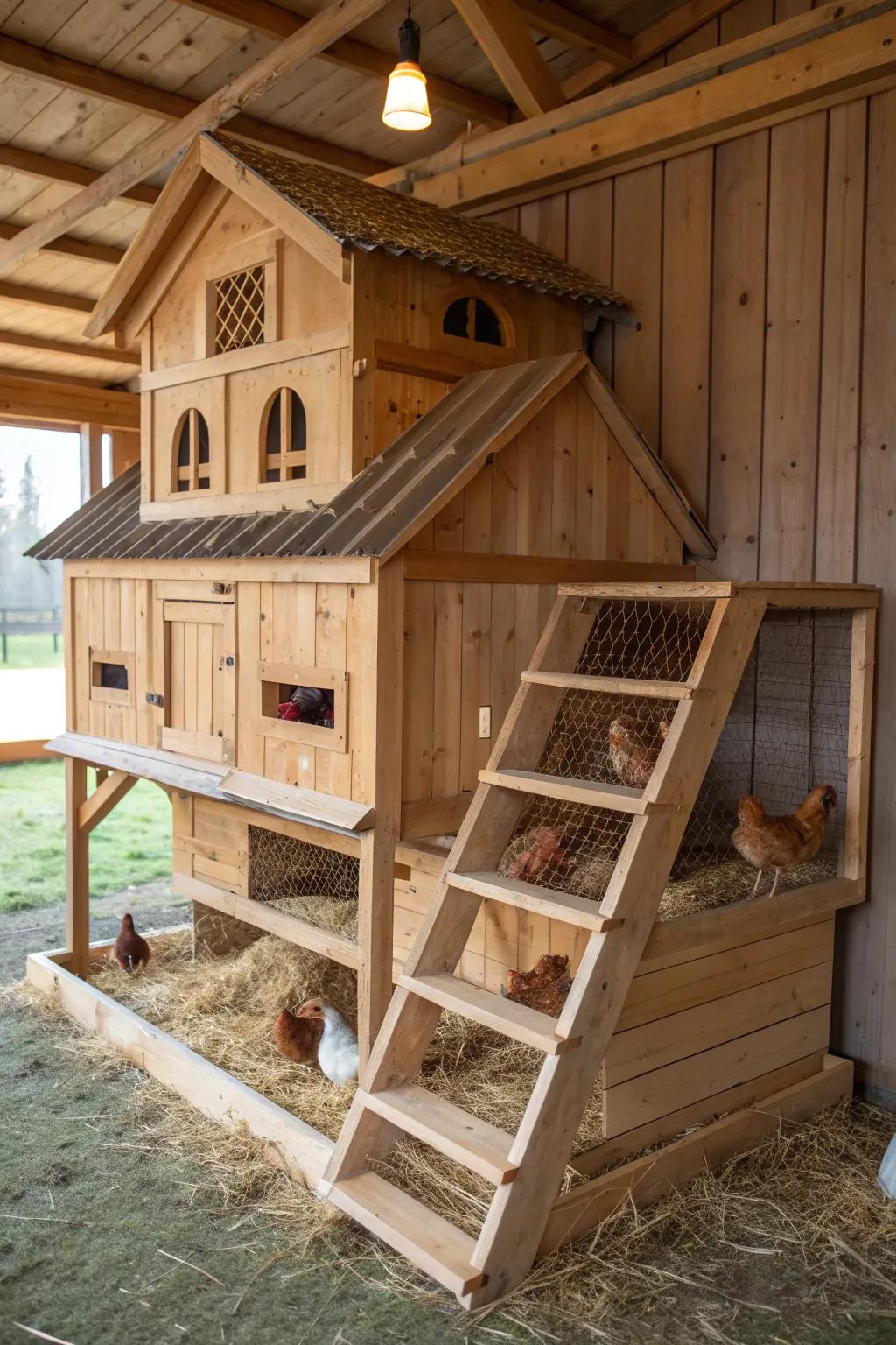 Elevate your flock's living space with expertly crafted multi-level roosts.