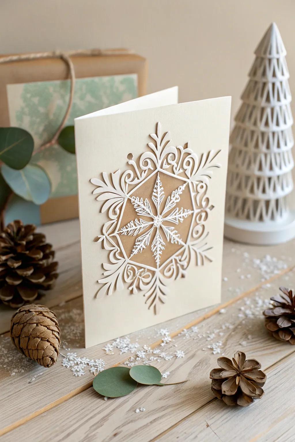 Elevate your holiday greetings with the mesmerizing elegance of papercut precision.