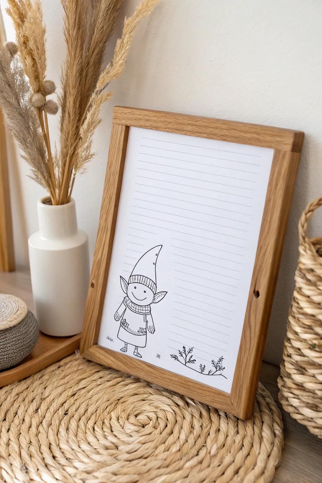 Bring holiday cheer with a touch of whimsy: a charming elf adorns your minimalist space!