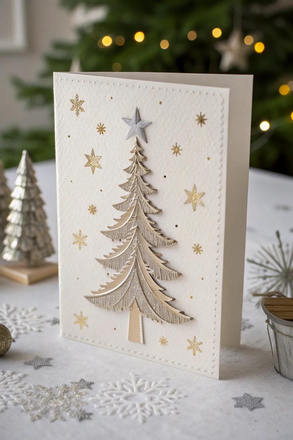 Embrace the magic of the season with a beautifully simple and charming Christmas tree card.
