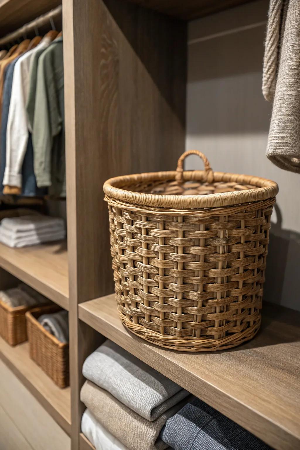 Elevate your closet organization with artisanal wicker baskets that combine style and functionality.