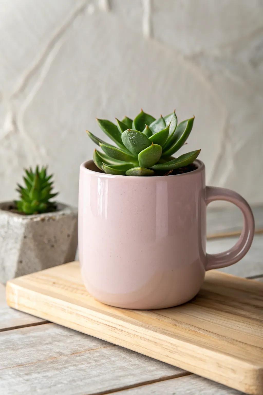 Gift a touch of green with this delightful mug and succulent duo!