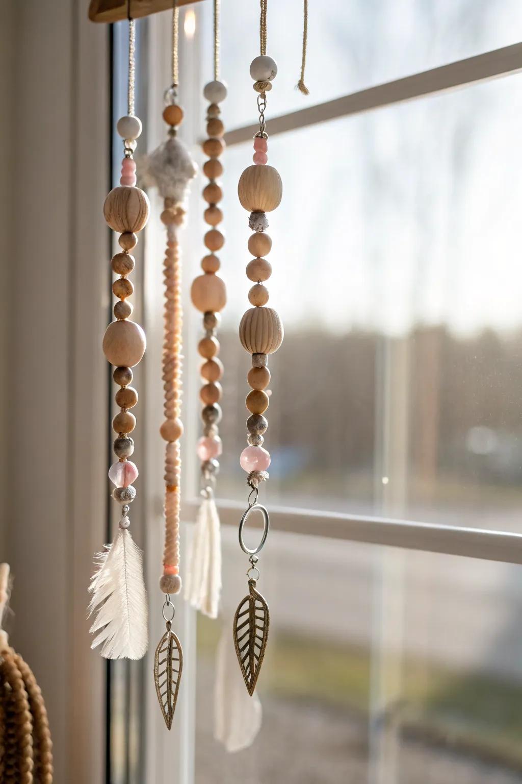 Catch a breeze with this charming beaded wind chime—where simplicity meets melody.