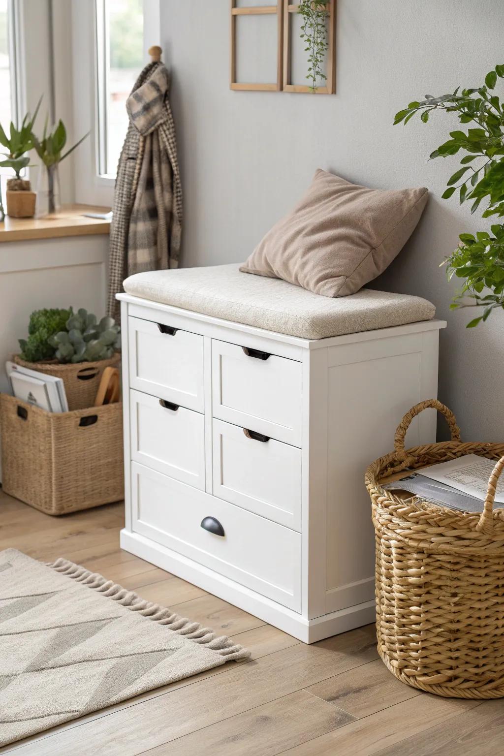 Transform your space with a chic filing cabinet bench—where style meets storage!