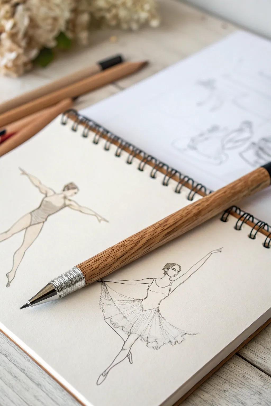 Capture the grace of movement with every stroke. Let your pencil dance across the page.