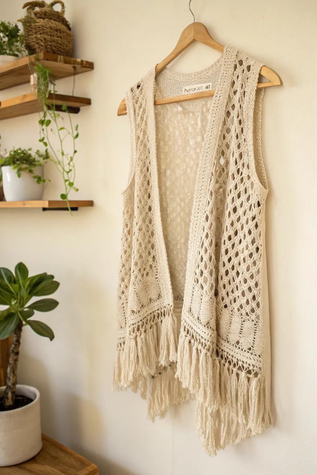 Open-knit elegance: a touch of bohemian charm for your minimalist wardrobe.
