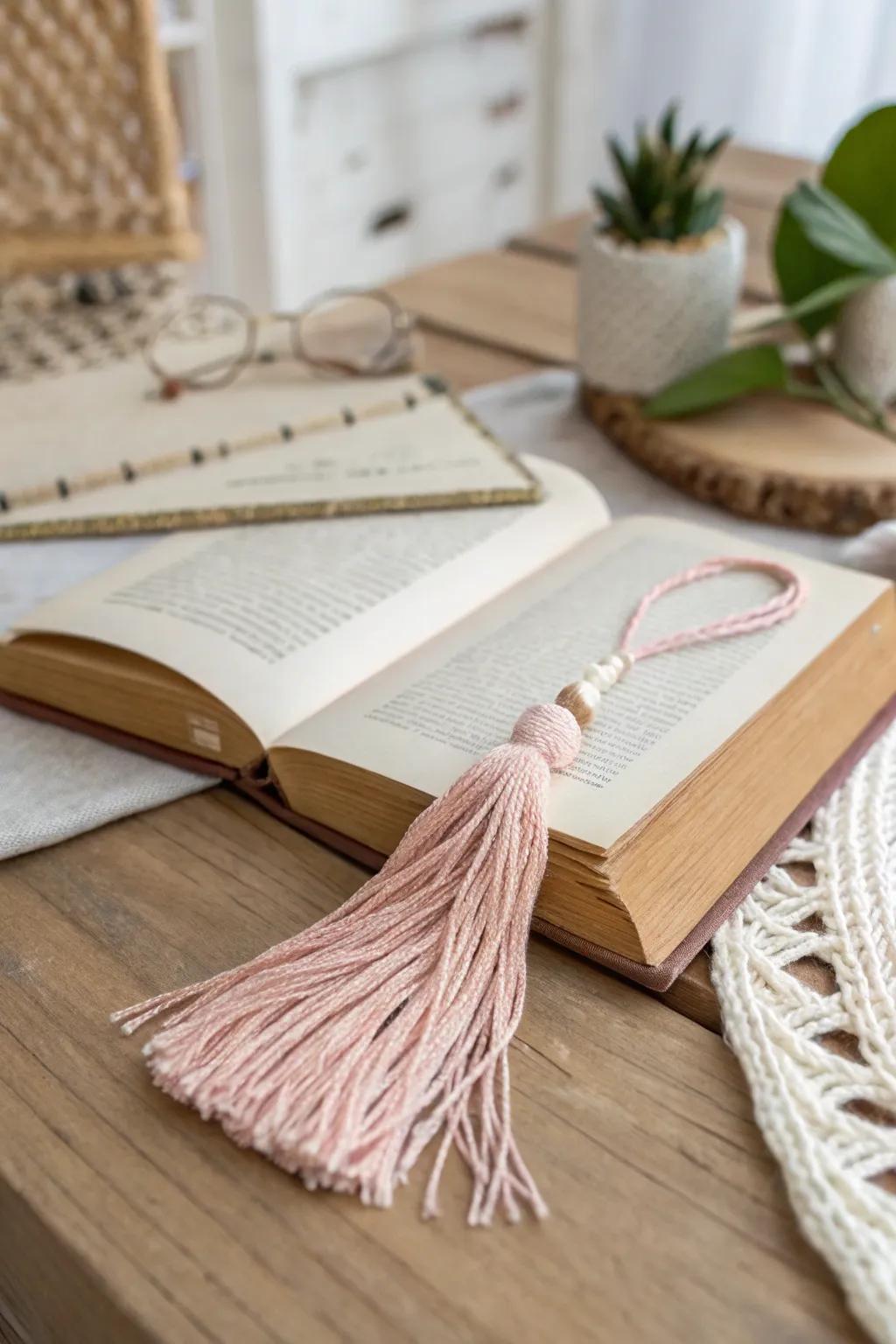 Add a touch of elegance to your reading with a charming tassel-topped bookmark.