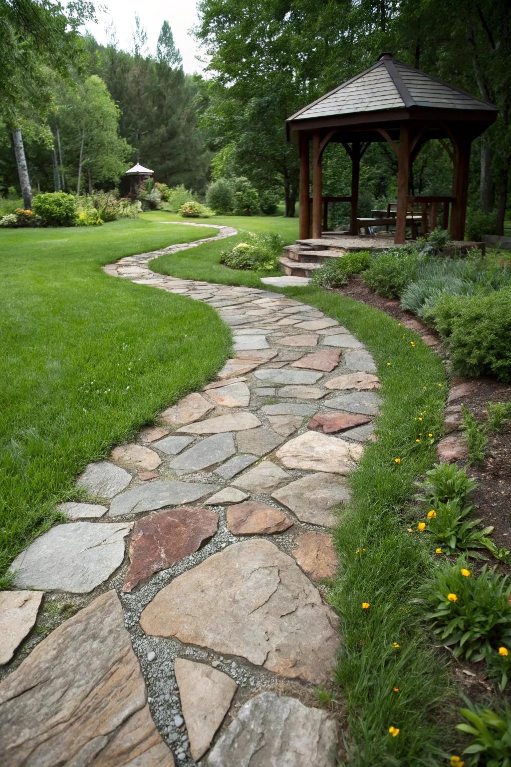Step into your private oasis with a handcrafted stone path.