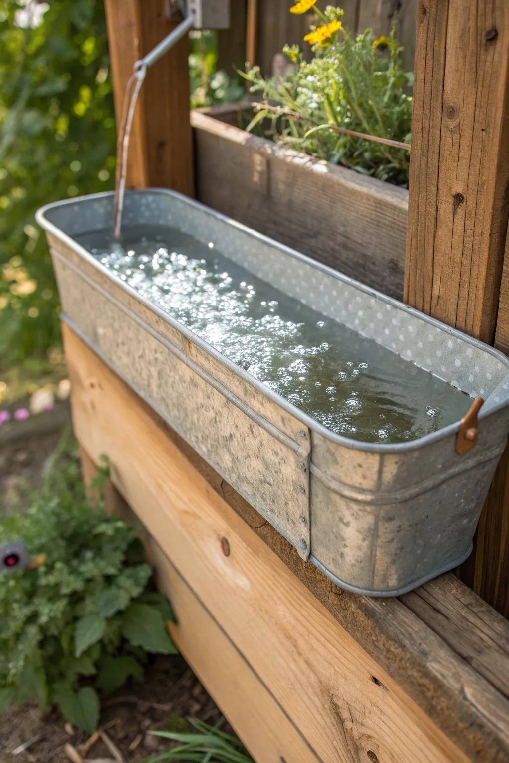 Craftsmanship Meets Practicality: A DIY Watering Trough from Upcycled Gutters