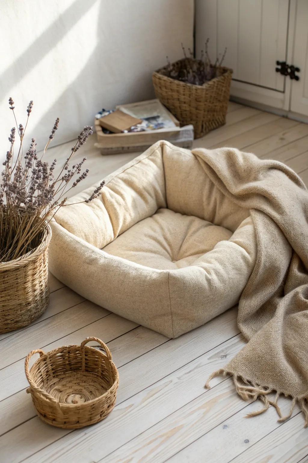 Transform your old sweater into a charming DIY dog bed that blends minimalist design with boho warmth. 🐾✨